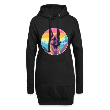 Chien Malinois Belge Race Cartoon Kawaii Watercol - Sweat-shirt à capuche long Femme - noir - Devant