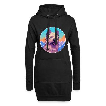 Berger Picard Hunderasse Cartoon Kawaii Aquarell - Hoodie-Kleid - Schwarz - Vorne