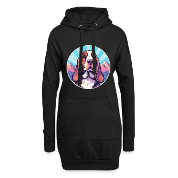 Basset Bleu de Gascogne Hunderasse Cartoon Kawaii W - Hoodie-Kleid - Schwarz - Vorne