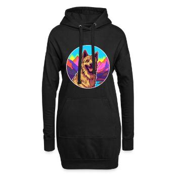Belgischer Schäferhund Laekenois Hunderasse Cartoon Kawai - Hoodie-Kleid - Schwarz - Vorne