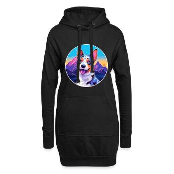 Blue Heeler chien race dessin animé Kawaii aquarelle - Sweat-shirt à capuche long Femme - noir - Devant