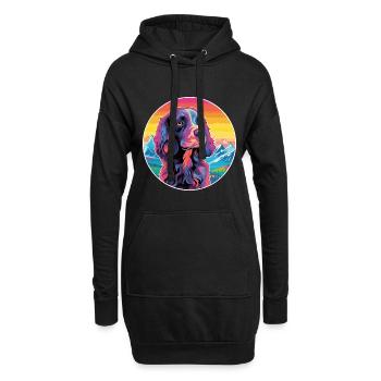 Boykin Épagneul chien race dessin animé Kawaii aquarelle - Sweat-shirt à capuche long Femme - noir - Devant