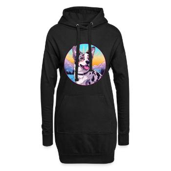 Australischer Stumpy Tail Cattle Dog Rasse Cartoon Ka - Hoodie-Kleid - Schwarz - Vorne