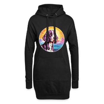 Auvergne Pointer chien race Cartoon Kawaii Watercol - Sweat-shirt à capuche long Femme - noir - Devant