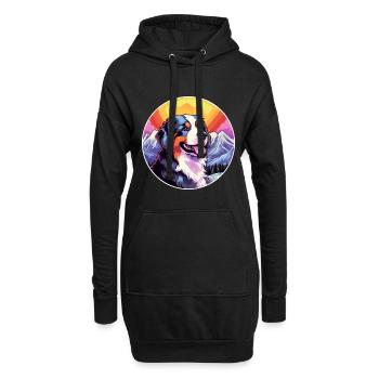 Berner Laufhund Dog Breed Cartoon Kawaii Watercolo - Hoodie Dress - black - Front