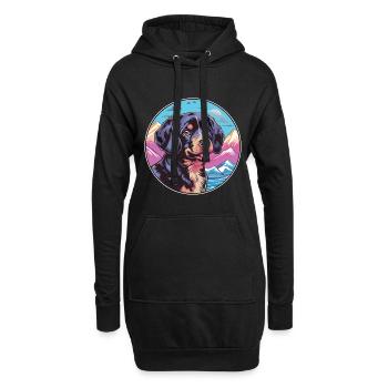 Noir et Tan chien race Cartoon Kawaii aquarelle - Sweat-shirt à capuche long Femme - noir - Devant