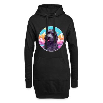 Terrier Russe Noir Race De Chien Cartoon Kawaii Wat - Sweat-shirt à capuche long Femme - noir - Devant