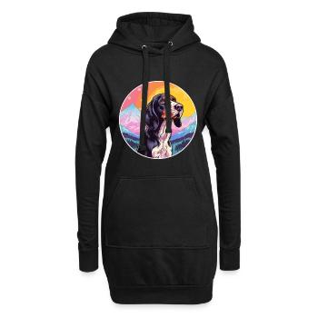 Bluetick Coonhound chien race dessin animé kawaii waterc - Sweat-shirt à capuche long Femme - noir - Devant