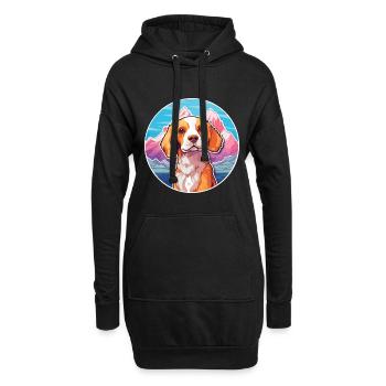 Épagneul breton chien race dessin animé Kawaii Watercol - Sweat-shirt à capuche long Femme - noir - Devant