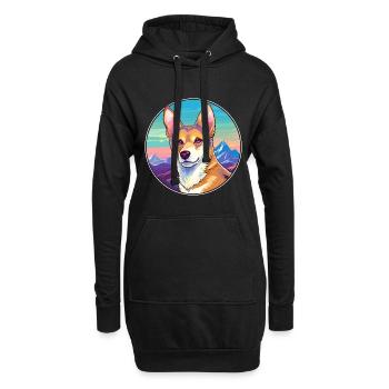 Carolina race de chien dessin animé Kawaii aquarelle - Sweat-shirt à capuche long Femme - noir - Devant