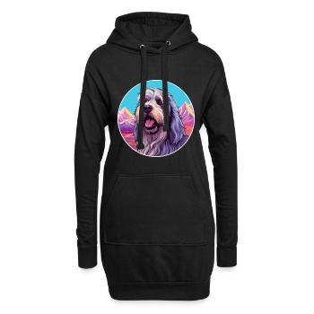 Bergamasco Schäferhund Rasse Cartoon Kawaii Wasser - Hoodie-Kleid - Schwarz - Vorne