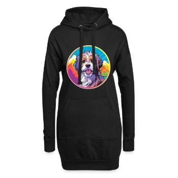 Chien de berger catalan race de chien dessin animé Kawaii Watercol - Sweat-shirt à capuche long Femme - noir - Devant