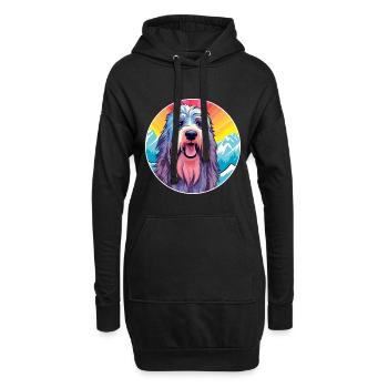 Briard Hund Rasse Cartoon Kawaii Aquarell - Hoodie-Kleid - Schwarz - Vorne