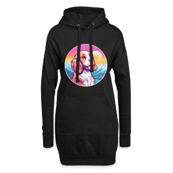 Français Bretagne chien race Cartoon Kawaii Watercolo - Sweat-shirt à capuche long Femme - noir - Devant