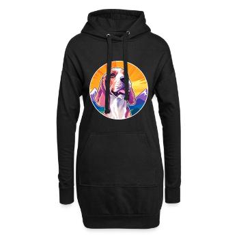 Französischer weißer und orangefarbener Hund Rasse Cartoon Ka - Hoodie-Kleid - Schwarz - Vorne