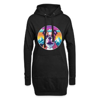 Bull Arabe Dog Race Cartoon Kawaii Aquarelle - Sweat-shirt à capuche long Femme - noir - Devant