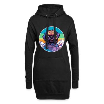 Griffon de Bruxelles race de chien Cartoon Kawaii Watercol - Sweat-shirt à capuche long Femme - noir - Devant