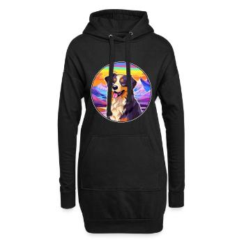 Bucovine Chien de berger race Cartoon Kawaii Waterco - Sweat-shirt à capuche long Femme - noir - Devant