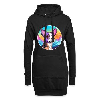 Decker Rat Terrier Chien Race Cartoon Kawaii Waterc - Sweat-shirt à capuche long Femme - noir - Devant
