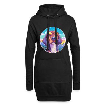 Deutsche Bracke Hunderasse Cartoon Kawaii Watercolo - Hoodie-Kleid - Schwarz - Vorne