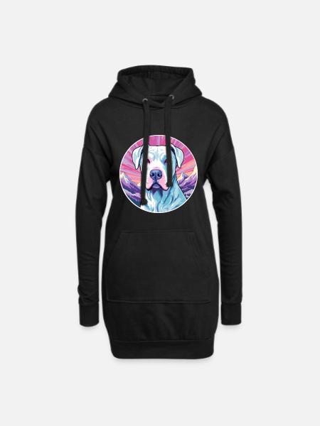 Dogo Argentino Hunderasse Cartoon Kawaii Aquarell - Hoodie-Kleid - Schwarz