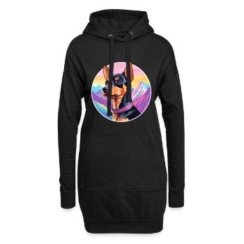 Harlekin Pinscher Hunderasse Cartoon Kawaii Waterc - Hoodie-Kleid - Schwarz - Vorne
