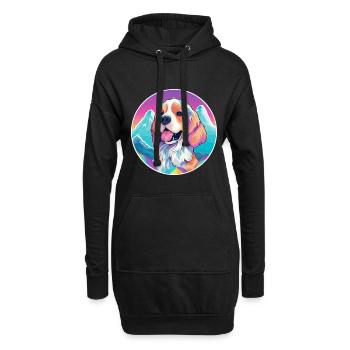 Cesky Fousek chien race dessin animé Kawaii aquarelle - Sweat-shirt à capuche long Femme - noir - Devant