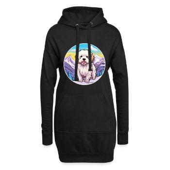 Coton De Tuléar Race De Chien Cartoon Kawaii Watercolo - Sweat-shirt à capuche long Femme - noir - Devant