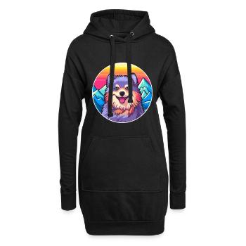 Chien de Laponie finlandais race Cartoon Kawaii Watercol - Sweat-shirt à capuche long Femme - noir - Devant