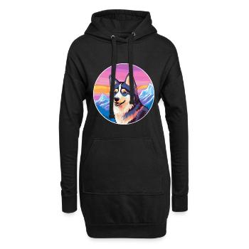 Ostsibirische Laika-Hunderasse Karikatur Kawaii-Wasser - Hoodie-Kleid - Schwarz - Vorne
