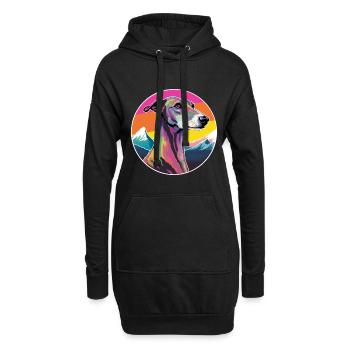 Galgo Español Hunderasse Cartoon Kawaii Aquarell - Hoodie-Kleid - Schwarz - Vorne
