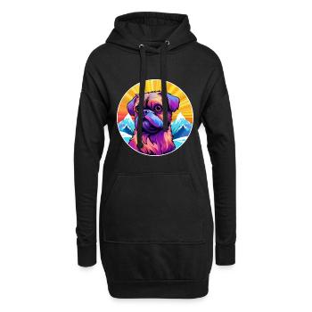Griffon Bruxellois Hunderasse Cartoon Kawaii Waterc - Hoodie-Kleid - Schwarz - Vorne