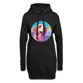 Karakachan chien race dessin animé Kawaii aquarelle - Sweat-shirt à capuche long Femme - noir - Devant