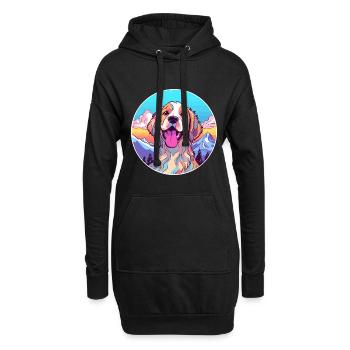 Koolie chien race dessin animé Kawaii aquarelle - Sweat-shirt à capuche long Femme - noir - Devant