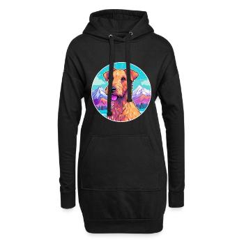 Irish Terrier chien race Cartoon Kawaii aquarelle - Sweat-shirt à capuche long Femme - noir - Devant