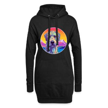 Irish Wolfhound chien race dessin animé Kawaii Watercolo - Sweat-shirt à capuche long Femme - noir - Devant