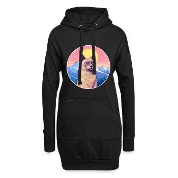 Chat birman européen coloré dessin animé aquarelle I - Sweat-shirt à capuche long Femme - noir - Devant