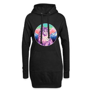 Chat de la forêt norvégienne coloré dessin animé aquarelle I - Sweat-shirt à capuche long Femme - noir - Devant