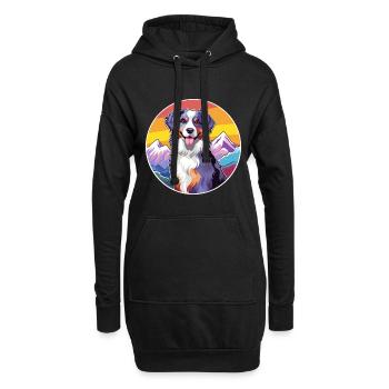 Miniatur American Shepherd Hunderasse Cartoon Kawa - Hoodie-Kleid - Schwarz - Vorne