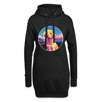 Labrador Retriever chien race dessin animé kawaii waterc - Sweat-shirt à capuche long Femme - noir - Devant