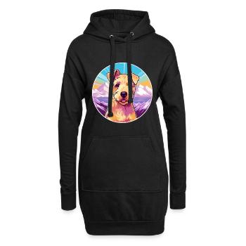 Lakeland Terrier chien race dessin animé Kawaii Watercol - Sweat-shirt à capuche long Femme - noir - Devant