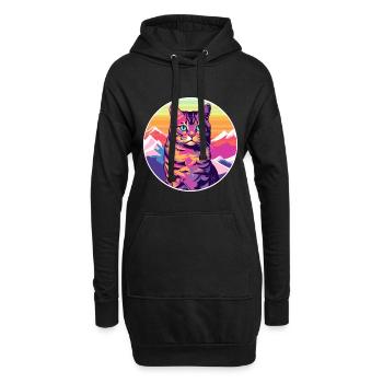 Havanna Braune Katze Bunte Karikatur Aquarell Illus - Hoodie-Kleid - Schwarz - Vorne