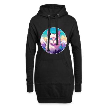 Chat javanais coloré dessin animé aquarelle Illustrat - Sweat-shirt à capuche long Femme - noir - Devant