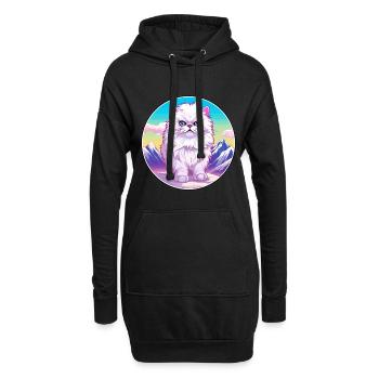 Chat persan coloré dessin animé aquarelle illustrati - Sweat-shirt à capuche long Femme - noir - Devant