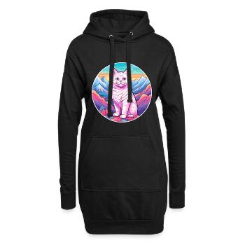 Singapura chat coloré dessin animé aquarelle illustra - Sweat-shirt à capuche long Femme - noir - Devant