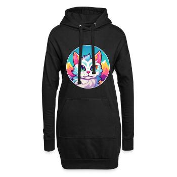 Illustration aquarelle de dessin animé coloré de chat thaïlandais - Sweat-shirt à capuche long Femme - noir - Devant