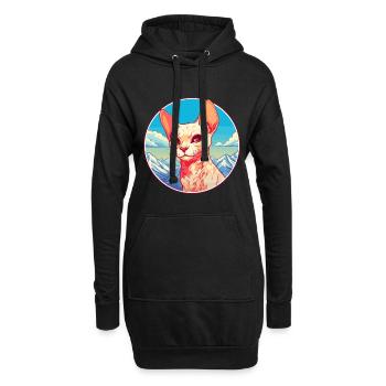 Rote Devon Rex Katze Bunte Karikatur Aquarell Illu - Hoodie-Kleid - Schwarz - Vorne