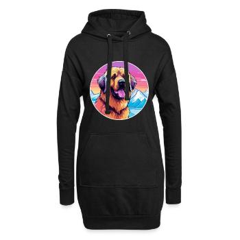 Leonberg chien race dessin animé Kawaii aquarelle - Sweat-shirt à capuche long Femme - noir - Devant