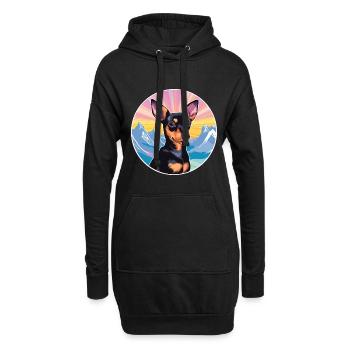 Manchester Terrier Hunderasse Karikatur Kawaii Wasserc - Hoodie-Kleid - Schwarz - Vorne