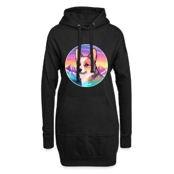 Norwegische Lundehund Hunderasse Cartoon Kawaii Wasser - Hoodie-Kleid - Schwarz - Vorne